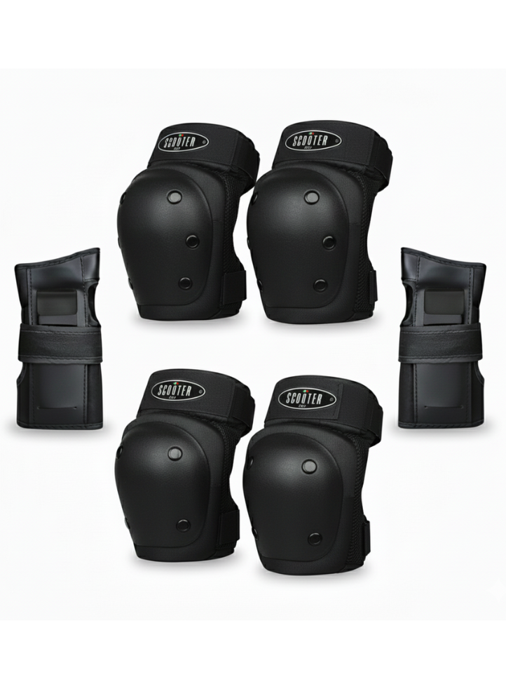 Set Protecciones Profesionales Scooter Italy Rollers Skate Extremo – NEGRO