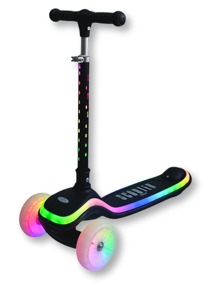 Monopatin Luminix 3 Ruedas Con Luces Plegable Scooter Italy Negro