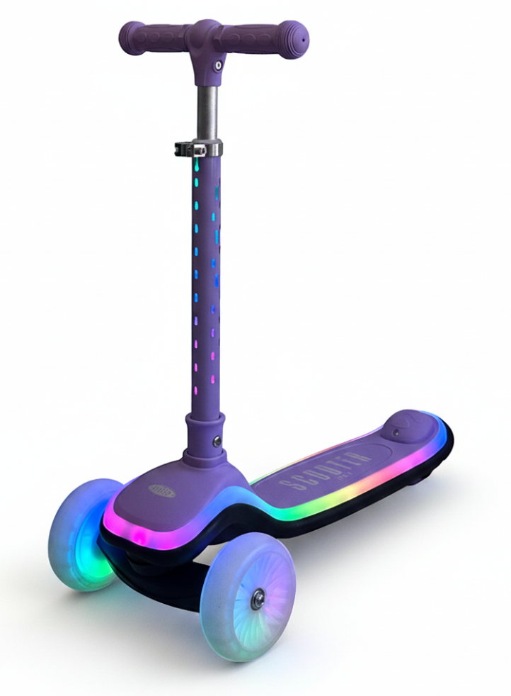 Monopatin Luminix 3 Ruedas Con Luces Plegable Scooter Italy Violeta